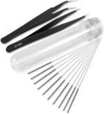 3D Printer Nozzle Cleaning Kit - 0.4mm Needles and Tweezers Toolkit - Stainless Steel Nozzle Cleaning Tool Kit - Set of 12