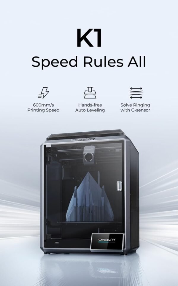 Creality K1 Speedy 3D Printer, with 600mm/s Fast Printing Speed, 32mm³/s Flow Hotend, Model Cooling by Two Fans, Hands-free Auto Leveling, Quality Model Free of Ringing, Build Volume: 220*220*250mm - Image 2