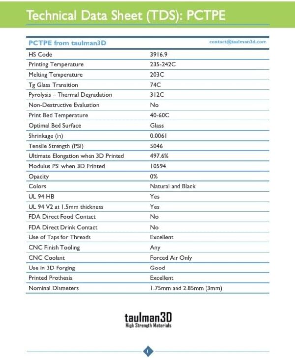 taulman3D Nylon Filament PCTPE CoPolymer 1.75mm 3D Printer Consumable, Flexible Polyamide (PA) 1lb Spool, Fits Nearly All FDM 3D Printers (Black) - Image 3