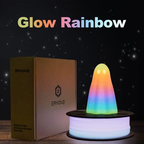 PLA Filament Glow in The Dark Multicolor ENISINA PLA Filament Bundle,Luminous 3D printing Filament -Dimensional Accuracy +/- 0.03 mm,1kg/2.20lb (Rainbow) - Image 6