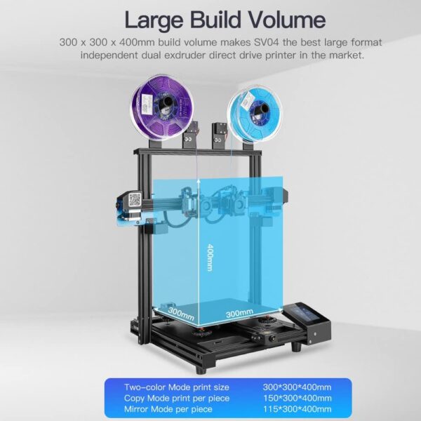 Sovol 3D SV04 IDEX 3D Printer, Independent Dual Extruder 3D Printer with All Metal Direct Drive 32-bit Silent Motherboard Auto Leveling, Larger Build Volume 300 x 300 x 400mm - Image 4