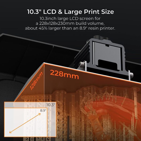 Creality Resin 3D Printer Halot-Mage, 8K Resolution 10.3" Monochrome LCD UV Photocuring Resin Printer with High-Precision Integral Light Fast Print Dual Z-axis Rails Larger Print Size 8.97x5.03x9.05in - Image 2