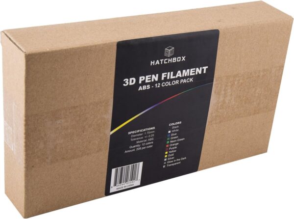 HATCHBOX 3D Pen-ABS1.75-SMP ABS 3D Pen Filament, Dimensional Accuracy +/- 0.05mm, 0.44lbs Total, 1.75mm, 12 Color Sample Pack - 20 Feet Per Color - Image 3