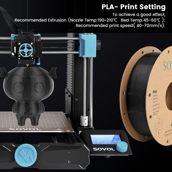 Sovol 3D Printer PLA Filament 2kg (4.4 lbs) Spool Printing Materials, Wiring Tightness, Dimensional Accuracy +/- 0.03 mm, 1.75 mm, Black+White - Image 7