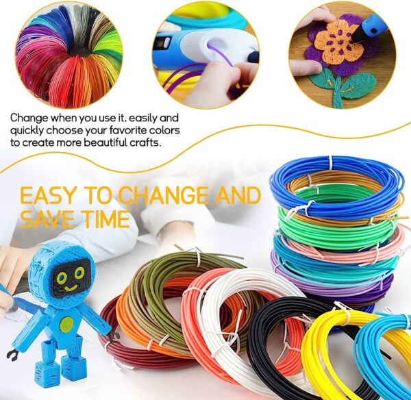 40 Colors PLA Filament 1.75mm, Each Color 16.4 Feet, Total 656.1 Feet, 3D Printer Pen Filament Refills, Multicolored Filament Bundle Dimensional Accuracy +/- 0.02 mm (Colorful) - Image 4