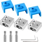 Aokin 3D Printer Parts Heat Break Stainless Steel Throat Aluminum Heater Block with Silicone Sock for Creality Ender 3, Ender 3 Pro, Ender 3 V2, Ender 5, Ender 5 Pro, CR-10, CR-10S 3D Printer, 3 Pcs