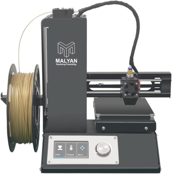 MALYAN M200 FDM Mini 3D Printer - Fully Assembled 3D Printers for Kids and Beginners, Free Sample PLA Filament and MicroSD Card Preloaded with Printable 3D Models, Printing Size 120x120x120mm