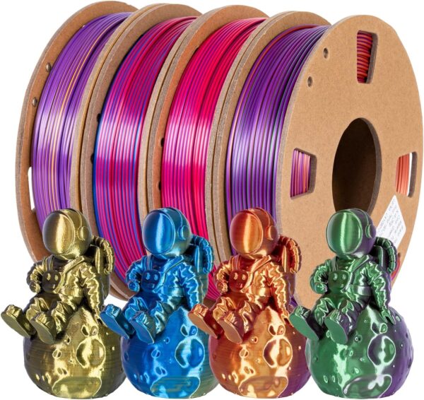 Tri-Color PLA Filament,TRONXY 3D Printer Filament Bundle,Three Color Change PLA Filament 1.75mm±0.03,Fit Most 3D Printers 250g*4/2.2lbs Pack