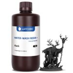 ANYCUBIC Water Washable Resin, 3D Printer Resin with Low Viscosity and Fast Printing, 405nm High Precision UV-Curing 3D Resin, Photopolymer Resin for 8K Capable LCD DLP 3D Printing (Black, 1kg)