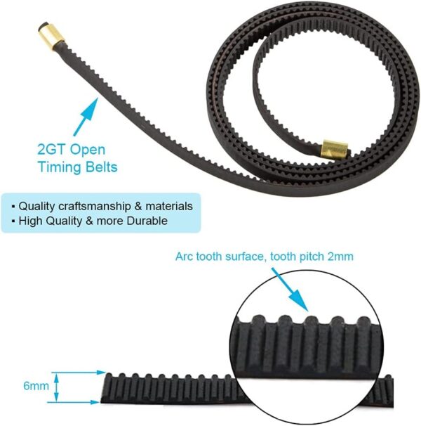 Creality Original CR-6 SE Belt X+Y Axis Open Timing Rubber 2GT Timing Belts Width 6mm Y axis 742mm + X axis 820mm with Pressed Copper Buckles 3D Printer Parts - Image 2