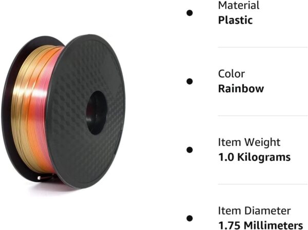 Prinko PLA 3D Printer Filament, PLA Filament 1.75mm, Dimensional Accuracy +/- 0.02 mm, 1kg Carton Spool PLA Filament, 1.75mm (Rainbow) - Image 7