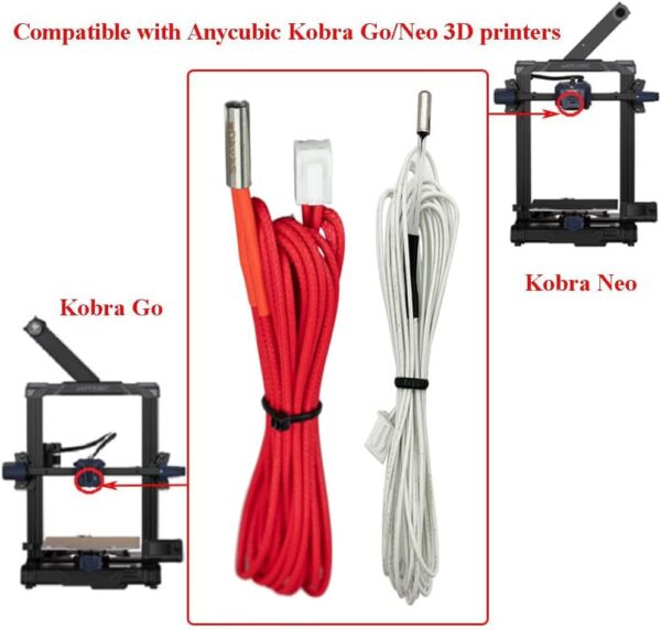 HzdaDeve 3D Printer Heater Cartridge 24V 40W and NTC 100 K 3950 Thermistor Kit for Anycubi Kobra Go Kobra Neo Hot End Parts (4 Pcs) - Image 6