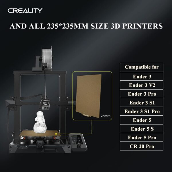 Creality Official PEI Plate with Adhesive for Creality Ender 3/Ender 3 Pro/Ender 3 V2/Ender 3 S1/Ender 3 S1 pro/Ender 3 neo/Ender 3 v2 neo/Ender 5/Ender 5 Pro and All 235 * 235mm size 3D printer - Image 6