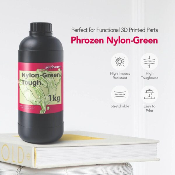 phrozen Nylon-Green Tough Resin with high Resistance, Ideal for Creating Functional 3D Prints, do not Break Easily (1KG) - Image 2
