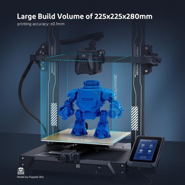 ELEGOO Neptune 3 Pro FDM 3D Printer with Auto Bed Leveling, Dual-Gear Direct Extruder, Dual Lead Screw Drive, Removable Capacitive Screen, 8.85x8.85x11in Large Printing Size - Image 3