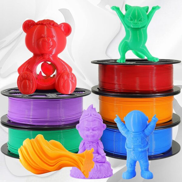 DO3D 1.75mm 5 Spools 5 Popular Colors PLA 3D Printer Filament in 1 Bundle, Red/Purple/Green/Blue/Orange, Each Spool 0.25kg, 5 Spools, Total 1.25kg PLA 3D Printing Material, 250g x 5 Spools PLA - Image 5