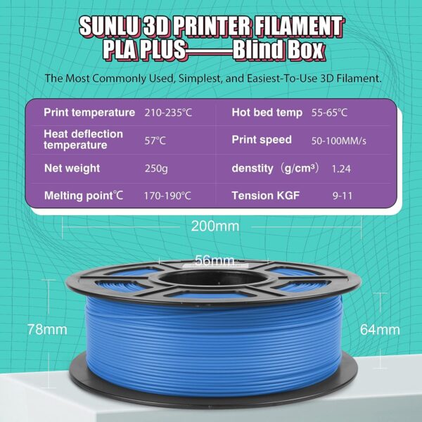 SUNLU 3D Printer Filament Bundle 2kg, SUNLU PLA Plus Filament 1.75mm, Neatly Wound PLA+ Filament 2000g, 2 Colors, 1kg Spool, 2 Packs, Random 2 PLA Plus Colors - Image 3