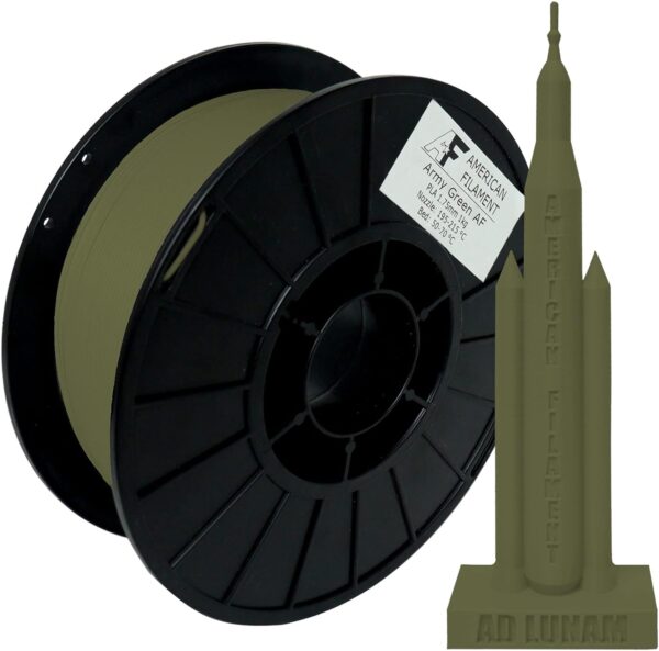 Army Green AF PLA 3D Printer Filament, 1.75 mm Diameter, 1 kg Spool