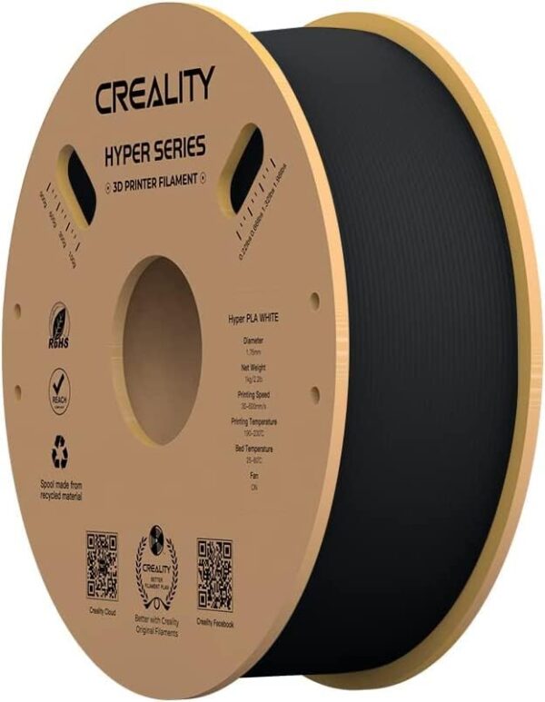 Creality PLA Filament 1.75mm, 3D Printer Filament PLA Designed for High Speed 30-600mm/s, 1kg(2.2lbs)/Spool Hyper PLA Filament, Dimensional Accuracy ± 0.03 mm, Fits for Creality 3D Printers (Black)