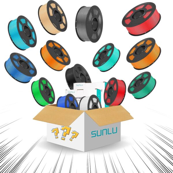 SUNLU 3D Printer Filament Bundle 2kg, SUNLU PLA Plus Filament 1.75mm, Neatly Wound PLA+ Filament 2000g, 2 Colors, 1kg Spool, 2 Packs, Random 2 PLA Plus Colors