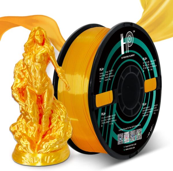 Shiny Silk Gold PLA Filament 1.75mm HP3DF 3D Printer Filament Silk PLA Toughness Enhanced PLA 100% Pure PLA Free 3D Pen Filament Fit Most FDM Printer Dimensional Accuracy +/- 0.02 mm 2.2Lbs Spool