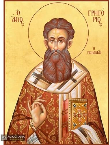 22k Saint Gregory Palamas Christian Orthodox Icon on Wood with