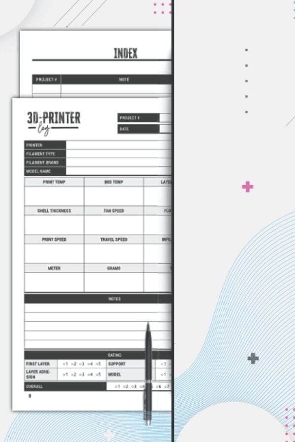 3d Printing Logbook 3D Printing Record Keeping Book and Organizer