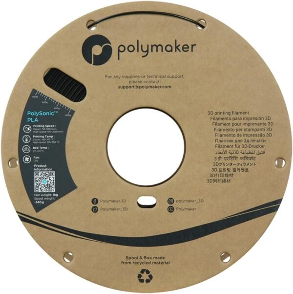 Polymaker High Speed PLA Filament 1.75mm, Black PolySonic PLA 3D Printer Filament 1kg - PolySonic Fast Printing PLA Compatible with High Speed Printers - Image 6