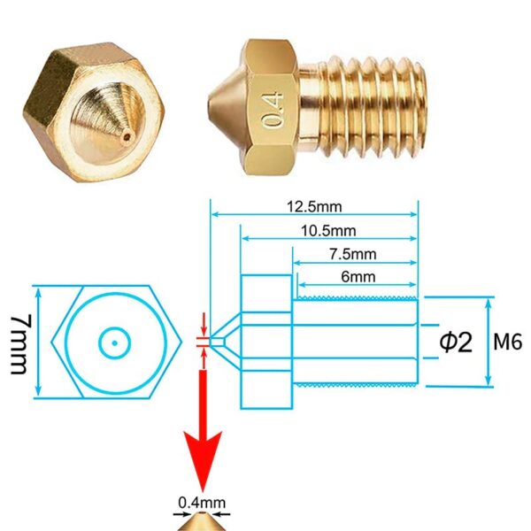 20pcs V6 Nozzles Set + 4pcs Silicone Sock + Wrentch Compatible with 1.75mm Anycubic Mega S X Chiron, Prusa i3 MK3S Prusa Mini Mini+ Extruder Hotend 3D Printer - Image 3