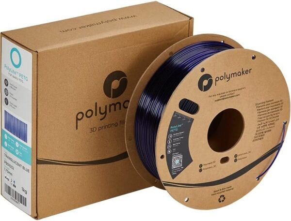 Polymaker PETG Filament 1.75mm, 1kg Strong PETG 3D Printer Filament Translucent Blue - PolyLite PETG Blue 3D Printing Filament 1.75mm, Dimensional Accuracy +/- 0.03mm, Print with Most 3D Printers - Image 6