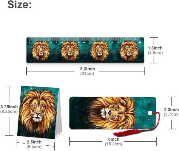 3D Kids Lion Spiral Notebooks,Back to School Supplies,Hard Cover Spiral Note Pad (Notebook Ruler Bookmark Set) - Image 5