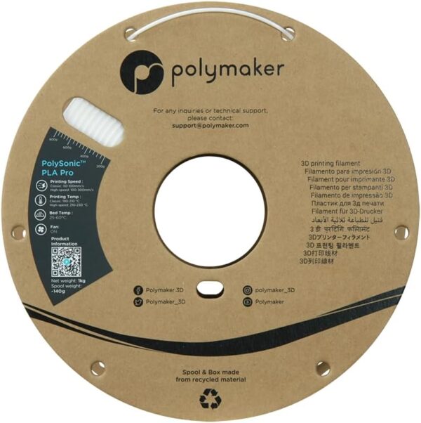 Polymaker High Speed PLA Pro Filament 1.75mm, White PolySonic PLA Pro 3D Printer Filament 1kg - Stronger Fast Printing PLA Compatible with Most Printers - Image 7