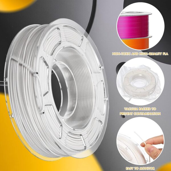 10 Pack 3D Printing Filament ABS 3D Printer Filament 1.75 mm 0.2 kg Each Spool 10 Colors Filament Pack with Nozzle and Cleaning Needle Compatible with 3D Printers, Solid and Translucent - Image 5