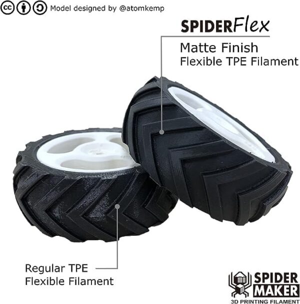 SpiderMaker SpiderFlex Matte Finish Flexible TPE(TPU) 3D Printing Filament - Shore 75A, 1.75mm, 1 kg (Coal Black, 1kg) - Image 2