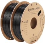 High Speed PLA+ Filament 1.75mm Black 2KG, RongTong Rapid PLA Plus 30 to 600mm/s 3D Printer Filament Tough and High Flow for Fast Printing, Two Packs Cardboard Spool(4.4lbs)