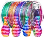 AMOLEN 3D Printer Filament Triple Color Silk PLA Filament 1.75mm, 3D Printing Filament Bundle, 200g X 4 Pack