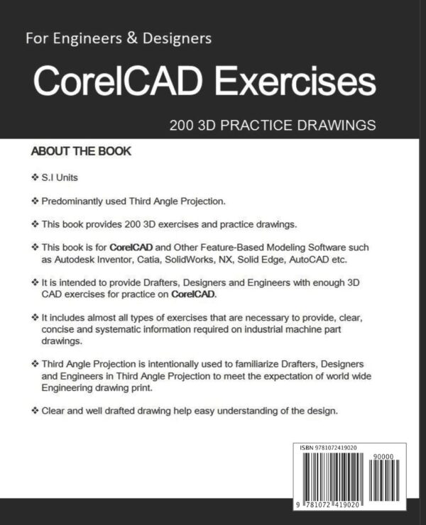 CorelCAD Exercises: 200 3D Practice Drawings For CorelCAD and Other Feature-Based 3D Modeling Software - Image 2