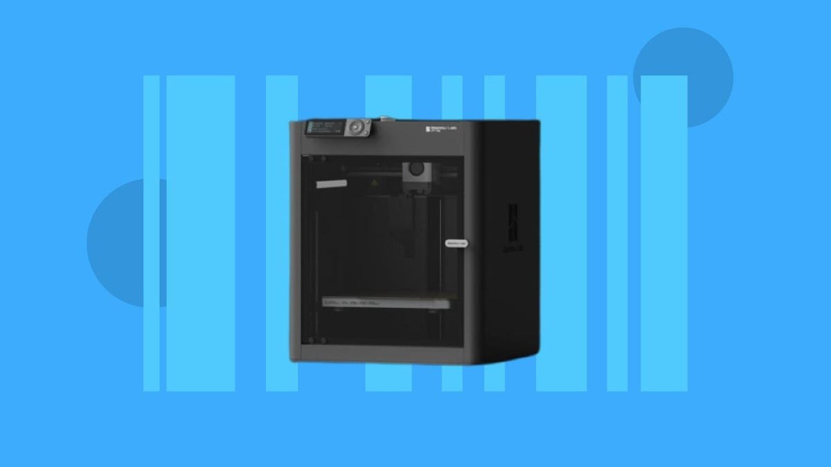 P1S 3D printer on a blue background