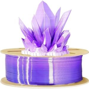 Silk White to Purple PLA Color Change 3D Printing Filament, 1.75mm 3D Printer Filament, 2 Color Gradient Change Multi Colored Silk PLA, Widely Fit 3D Printer, 1KG Silk White to Purple PLA