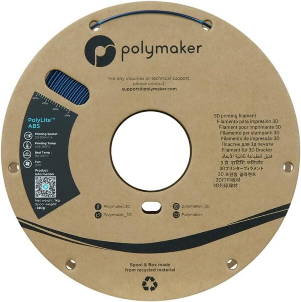 Polymaker Metallic ABS Filament 1.75mm Metallic Blue, ABS 3D Printer Filament 1.75mm Heat Resistant 1kg - PolyLite ABS 3D Printing Filament 1.75mm, Strong & Durable, Dimensional Accuracy +/- 0.03mm - Image 4