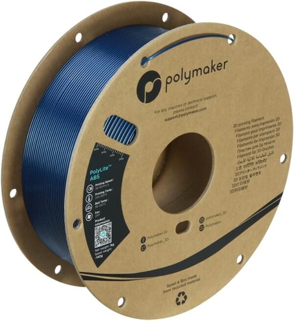 Polymaker Metallic ABS Filament 1.75mm Metallic Blue, ABS 3D Printer Filament 1.75mm Heat Resistant 1kg - PolyLite ABS 3D Printing Filament 1.75mm, Strong & Durable, Dimensional Accuracy +/- 0.03mm - Image 5