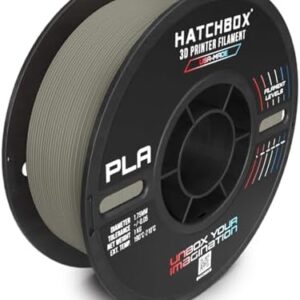 HATCHBOX PLA MAX Gray 3D Printer Filament Made in The USA, 1.75mm Diameter 1 KG Spool, USA Made 3D Printing Filament