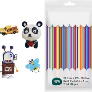 110 Pieces 22 Colors 3D Pen Filament Refills 3D Doodler Pen Refills 2.5mm Printing Pens Refills Low Temperature Colorful Drawing Pen Refill Filament Bundle for Kids