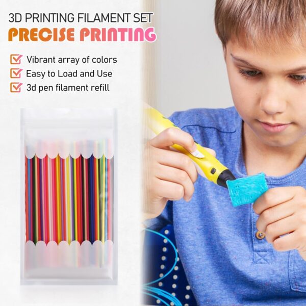 110pcs PCL 3D Pen Filament Refill 3D Doodler Pen Refills 22 Colors 2.5mm for 3D Doodler Start 3D Pen Low Printing 3D Pen Filament Refills Start Essentials Activity Educational Refill Packs - Image 2