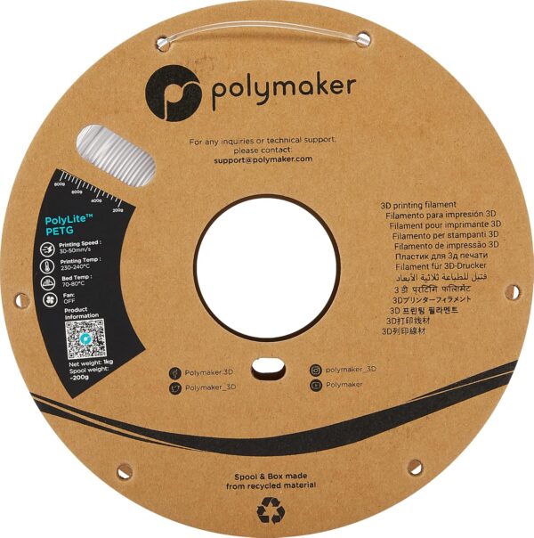 Polymaker PETG Filament 1.75mm 1kg Clear 3D Printer Filament, PolyLite PETG 3D Printing Filament 1.75mm, Dimensional Accuracy +/- 0.03mm, Print with Most 3D Printers - Image 6