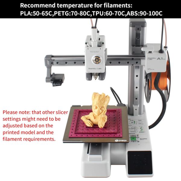 3D Printer Platform A1 Mini PEI Powder Coating Stainless Steel Plate 184 x 184 mm Gold: Dual Texture PEI Spring Steel Plate Strong Adhesion and Easy Prints Release BCZAMD - Image 5
