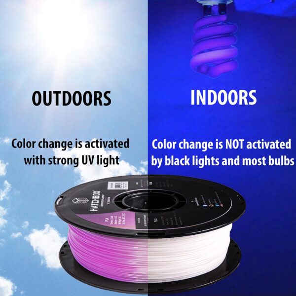 HATCHBOX 3D PLA-1KG1.75-UVPUR UV Color Changing PLA 3D Printer Filament, Dimensional Accuracy +/- 0.03 mm, 1 kg Spool, 1.75 mm, Purple - Image 5