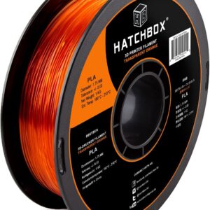 HATCHBOX PLA 3D Printer Filament, Dimensional Accuracy +/- 0.03 mm, 1 kg Spool, 1.75 mm, Transparent Orange
