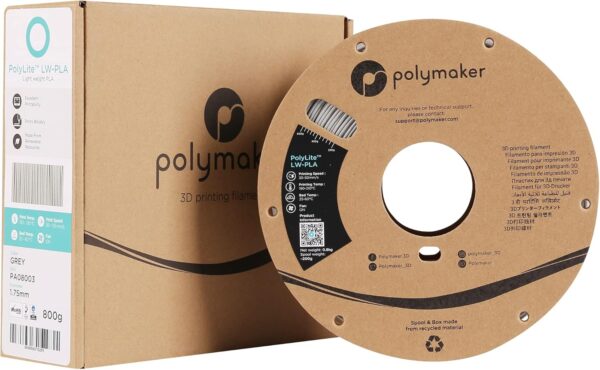 Polymaker Light Weight PLA Filament 1.75mm LW-PLA Grey 0.8kg Low Density 1.75mm - PolyLite 3D Printer Filament Grey, Print with Most 3D Printers - Image 6