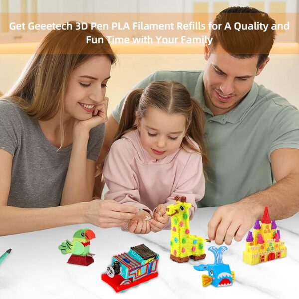 Geeetech PLA 3D Pen Filament Refills, 20 Colors 1.75mm 3D Pen Refills Set Smooth Printing, Each Color 5M, Total 100M, 200+ Stencil eBook and 2 Finger Caps - Image 3